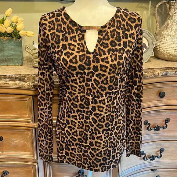 MICHAEL Michael Kors Tops - Michael Kors Long Sleeve Leopard Print Blouse Size Medium
